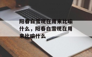 阳春白雪现在用来比喻什么，阳春白雪现在用来比喻什么