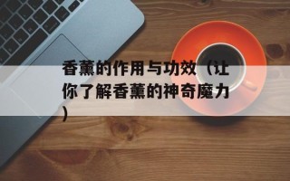 香薰的作用与功效（让你了解香薰的神奇魔力）