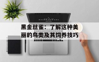 黑金丝雀：了解这种美丽的鸟类及其饲养技巧