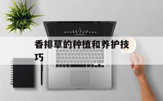 香排草的种植和养护技巧