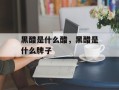 黑醋是什么醋，黑醋是什么牌子