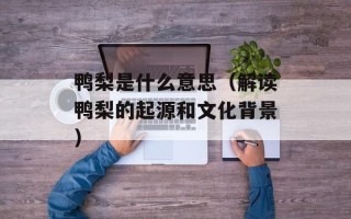 鸭梨是什么意思（解读鸭梨的起源和文化背景）